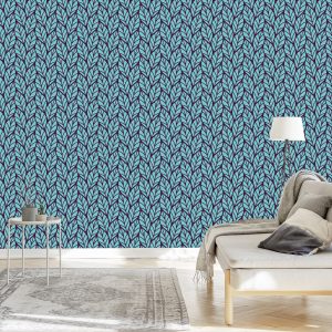 Papier Peint Motif Feuillu Bleu – Image 3