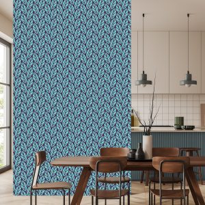 Papier Peint Motif Feuillu Bleu – Image 4