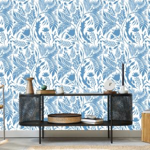 Papier Peint Thème Bleu Avec Des Feuilles – Image 5