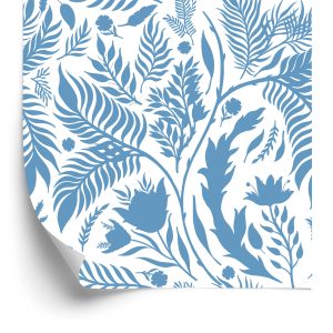 Papier Peint Thème Bleu Avec Des Feuilles – Image 2