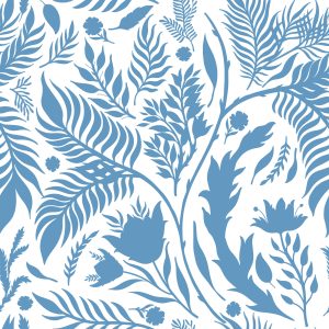 Papier Peint Thème Bleu Avec Des Feuilles – Image 1