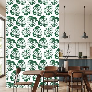 Papier Peint Feuilles Vert-Blanc – Image 4