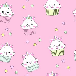 Papier Peint Pour Les Enfants-Chatons Mignons-Muffins – Image 1