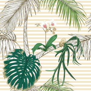 Papier Peint Feuilles Vertes Et Palmiers – Image 1