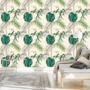 Papier Peint Feuilles Vertes Et Palmiers – Image 3