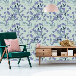 Papier Peint Feuilles Violettes Et Bleues – Image 6