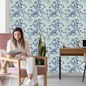 Papier Peint Feuilles Violettes Et Bleues – Image 7