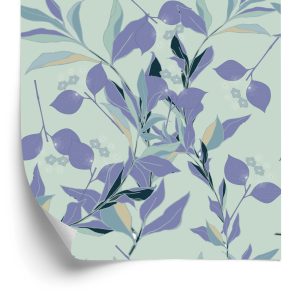 Papier Peint Feuilles Violettes Et Bleues – Image 2