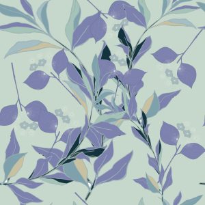 Papier Peint Feuilles Violettes Et Bleues – Image 1