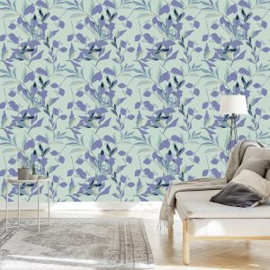 Papier Peint Feuilles Violettes Et Bleues – Image 3