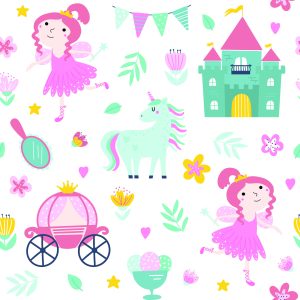 Papier Peint Pour Les Enfants - Licornes Et Princesses – Image 1
