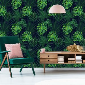 Papier Peint Feuilles De Monstera Tropicales Sur Fond Sombre – Image 6