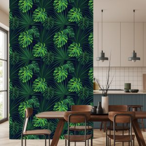 Papier Peint Feuilles De Monstera Tropicales Sur Fond Sombre – Image 4