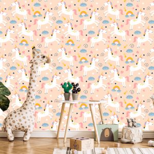 Papier Peint Pour Les Enfants - Jolies Licornes Colorées – Image 5