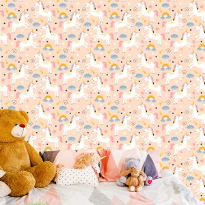 Papier Peint Pour Les Enfants - Jolies Licornes Colorées – Image 6