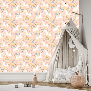 Papier Peint Pour Les Enfants - Jolies Licornes Colorées – Image 3