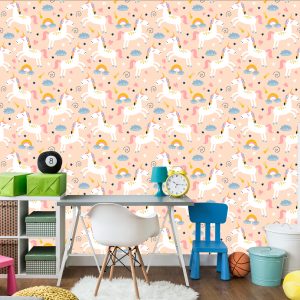 Papier Peint Pour Les Enfants - Jolies Licornes Colorées – Image 4