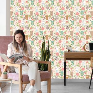 Papier Peint Pour Les Enfants - Animaux Et Fleurs Colorés – Image 7