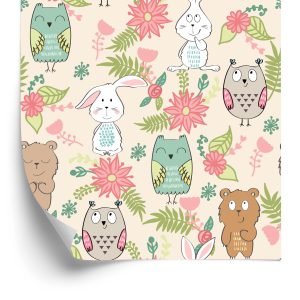 Papier Peint Pour Les Enfants - Animaux Et Fleurs Colorés – Image 2
