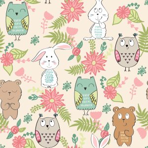 Papier Peint Pour Les Enfants - Animaux Et Fleurs Colorés – Image 1