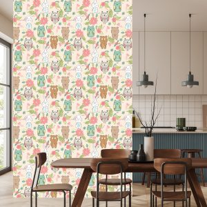 Papier Peint Pour Les Enfants - Animaux Et Fleurs Colorés – Image 4