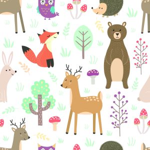 Papier Peint Pour Les Enfants - Animaux De La Forêt – Image 1
