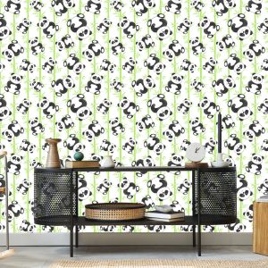 Papier Peint Pour Les Enfants - Pandas Et Bambous Souriants – Image 5