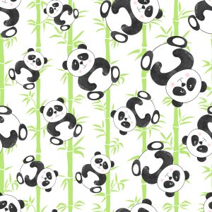 Papier Peint Pour Les Enfants - Pandas Et Bambous Souriants – Image 1