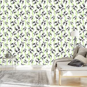 Papier Peint Pour Les Enfants - Pandas Et Bambous Souriants – Image 3