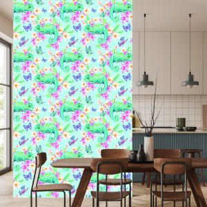 Papier Peint Caméléons, Papillons Et Fleurs – Image 4