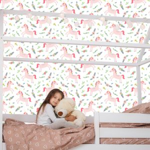 Papier Peint Pour Les Enfants - Licornes Et Plantes – Image 7