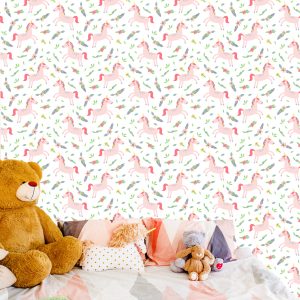 Papier Peint Pour Les Enfants - Licornes Et Plantes – Image 6