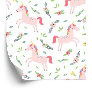 Papier Peint Pour Les Enfants - Licornes Et Plantes – Image 2