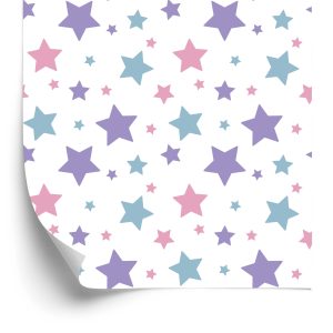 Papier Peint Pour Enfants - Etoiles Bleues, Roses Et Violettes – Image 2