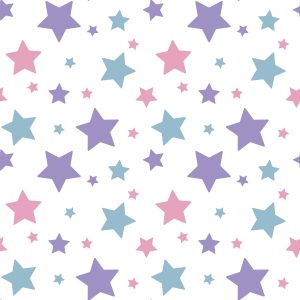 Papier Peint Pour Enfants - Etoiles Bleues, Roses Et Violettes – Image 1