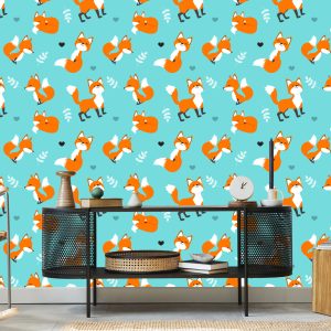 Papier Peint Renards Heureux Avec Des Coeurs – Image 5