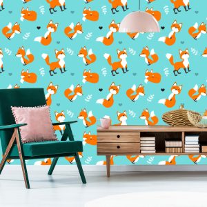 Papier Peint Renards Heureux Avec Des Coeurs – Image 6