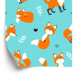 Papier Peint Renards Heureux Avec Des Coeurs – Image 2
