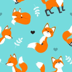 Papier Peint Renards Heureux Avec Des Coeurs – Image 1