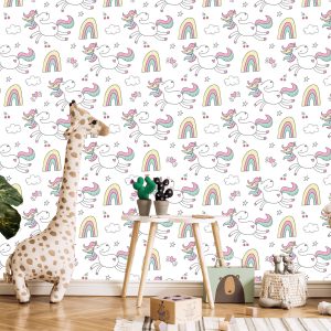 Papier Peint Pour Les Enfants - Licornes Colorées – Image 5
