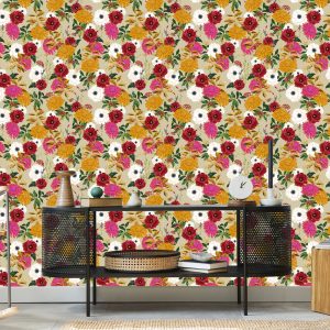 Papier Peint Fleurs Colorées Dans Un Style Rétro – Image 5