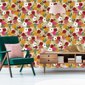 Papier Peint Fleurs Colorées Dans Un Style Rétro – Image 6