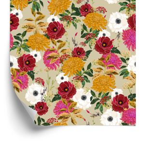 Papier Peint Fleurs Colorées Dans Un Style Rétro – Image 2