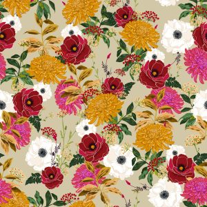 Papier Peint Fleurs Colorées Dans Un Style Rétro – Image 1