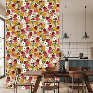 Papier Peint Fleurs Colorées Dans Un Style Rétro – Image 4