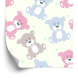 Papier Peint Pour Les Enfants - Happy Teddy Bears Aux Couleurs Pastel – Image 2