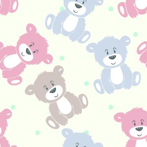 Papier Peint Pour Les Enfants - Happy Teddy Bears Aux Couleurs Pastel – Image 1