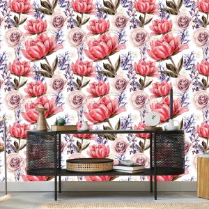 Papier Peint Roses Pivoines Et Lavande – Image 5
