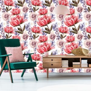 Papier Peint Roses Pivoines Et Lavande – Image 6