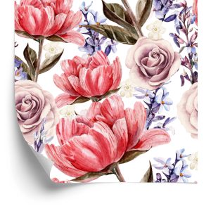 Papier Peint Roses Pivoines Et Lavande – Image 2